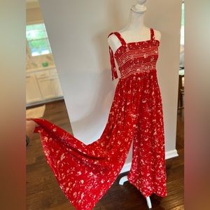 Free People Color my World Jumpsuit in red currant combo, size XS, NWT